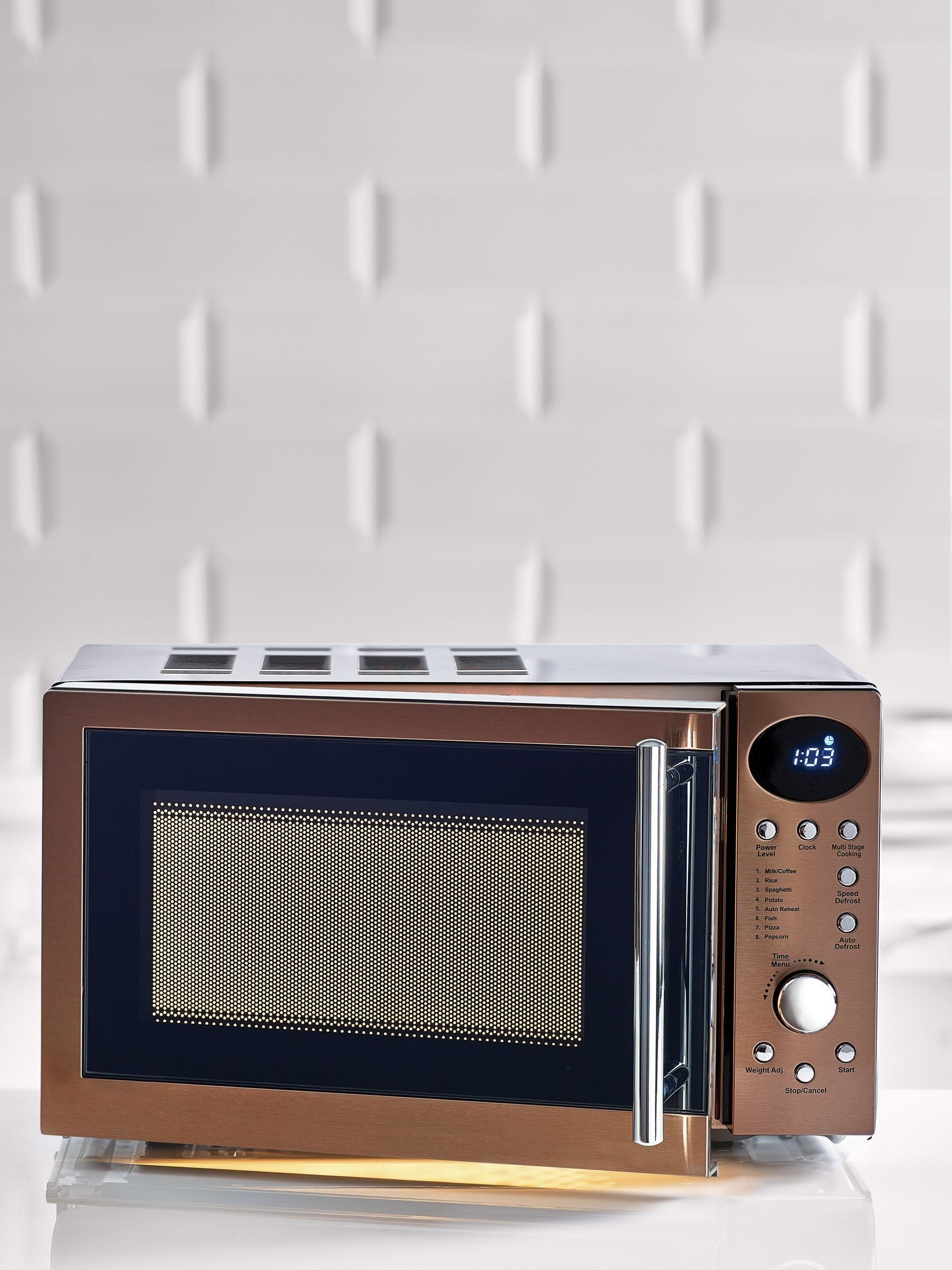 Brushed Copper Digital Microwave 20L - British product