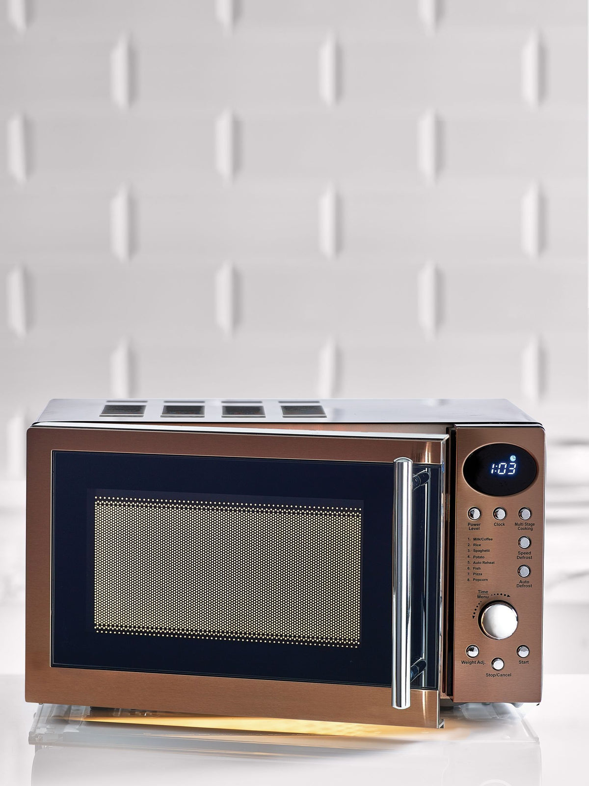 Brushed Copper Digital Microwave 20L - British product