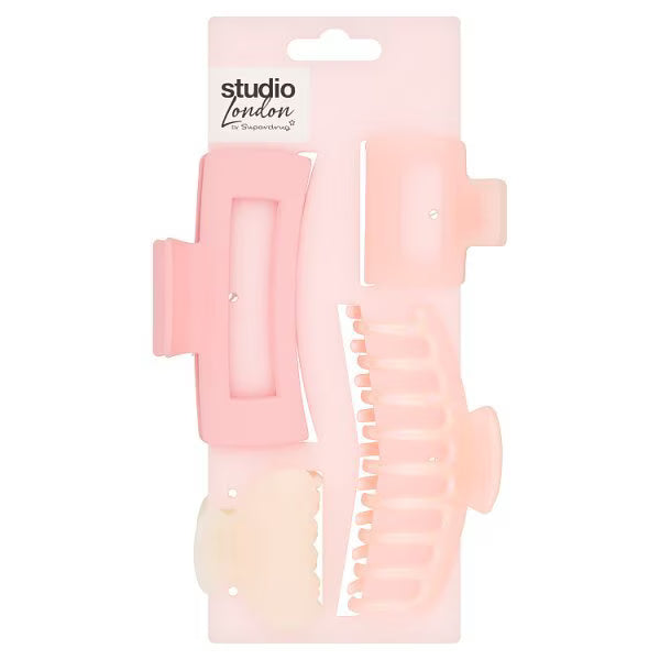 Studio London claw clips pink & cream 4 pack (British brand)