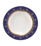 Wedgwood blue geometric print soup plate with gold band 23cm (British brand)