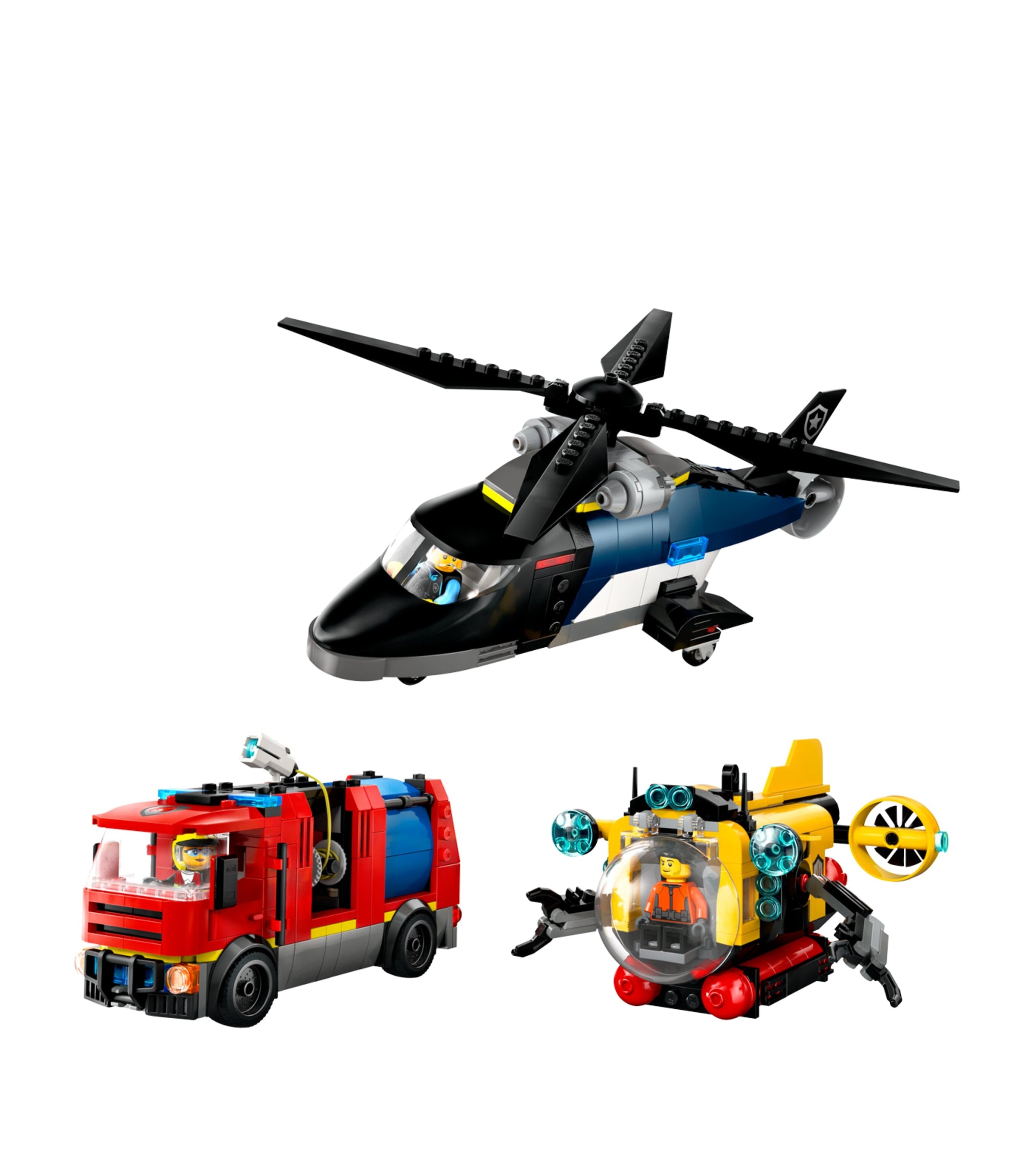 LEGO City Helicopter Fire Truck Submarine set, UK version