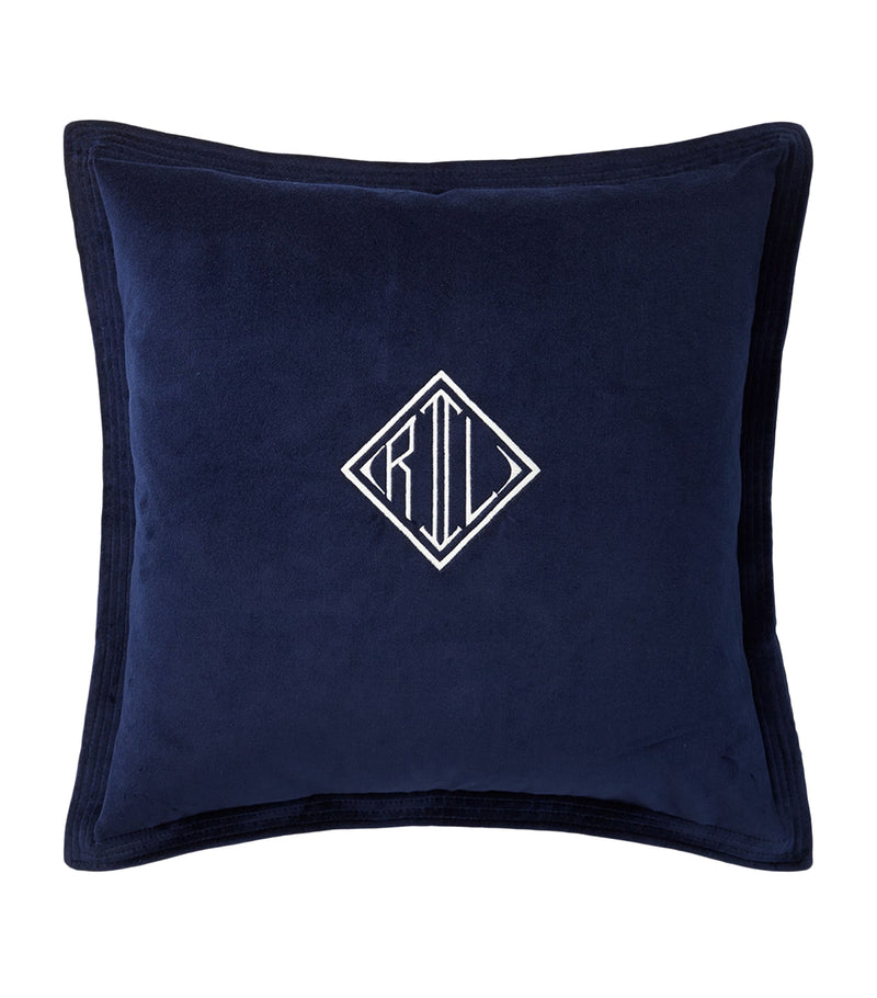 Ralph Lauren Home Velvet Monogram-Embroidered Cushion (50cm x 50cm)
