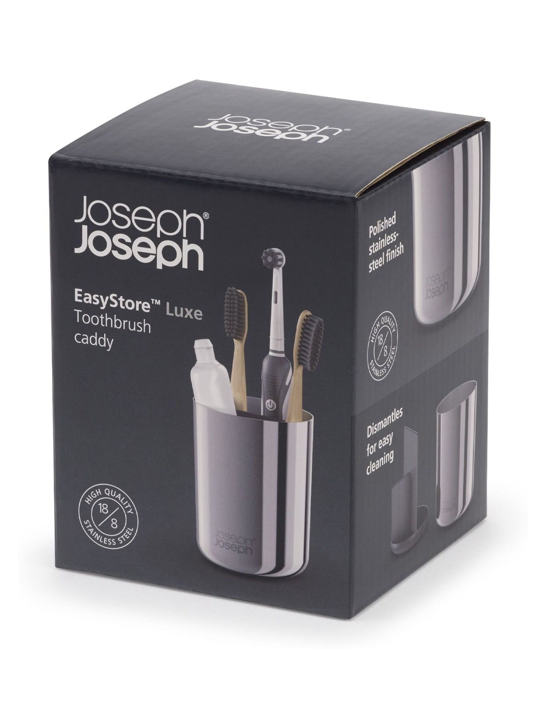 Joseph Joseph Luxe Stainless Steel Toothbrush Caddy 11.5cm, UK version