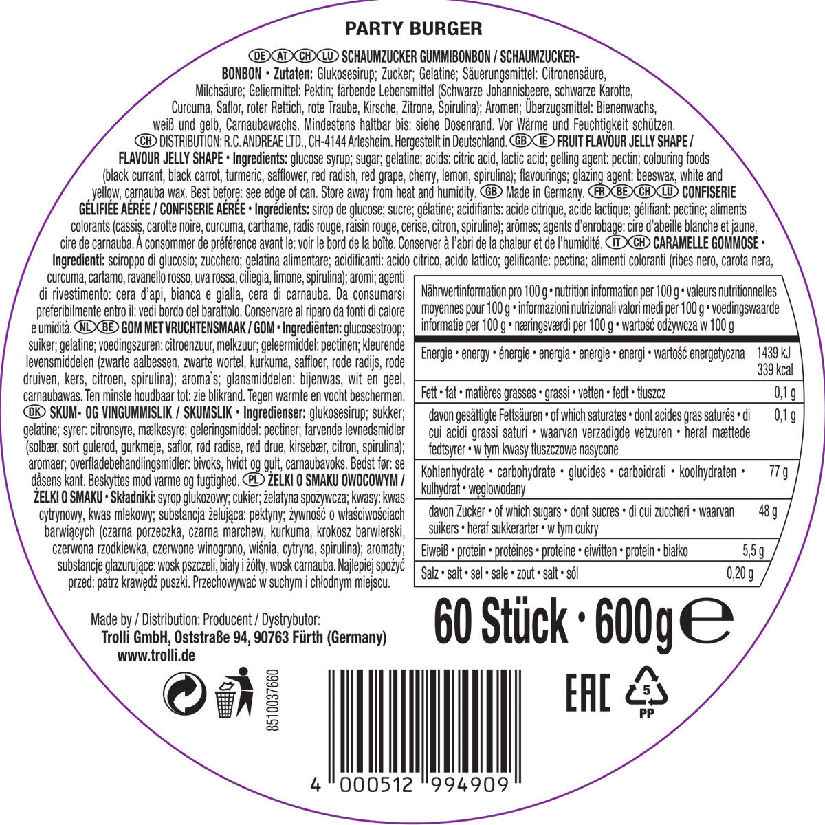 Trolli Party Burger Mini Sweets, Pack of 60 - McGrocer