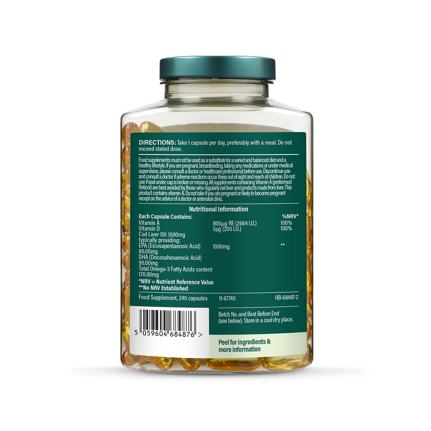 Holland & Barrett Pure Cod Liver Oil 1000mg 240 Capsules - McGrocer