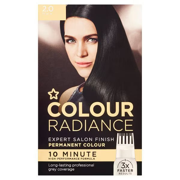 Superdrug Colour Radiance black permanent hair dye kit (British brand)