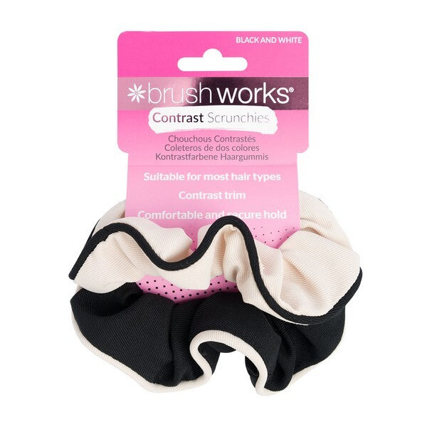 Brushworks Contrast Scrunchies Black Cream 2 Pack - British product