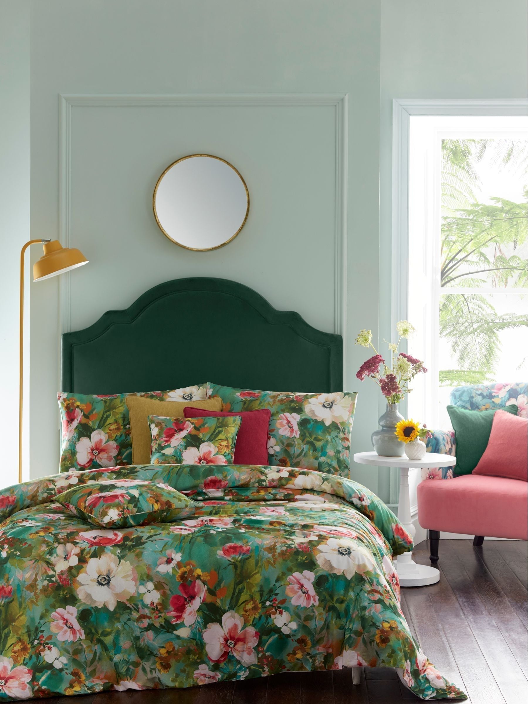 Studio G Green Bouquet duvet cover and pillowcase set (British brand)