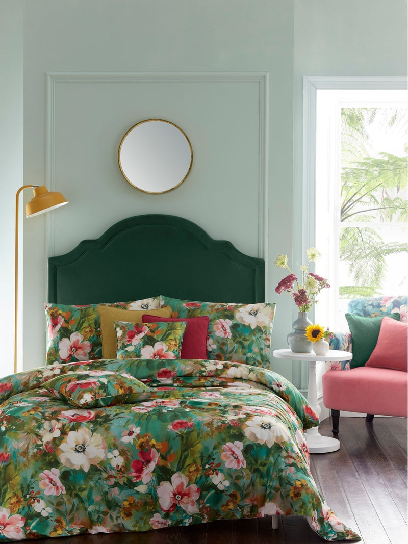 Studio G Green Bouquet duvet cover and pillowcase set (British brand)