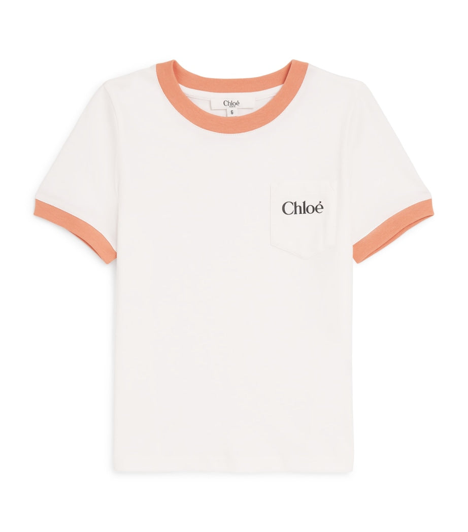 Chloé Kids Contrast-Trim Logo T-Shirt 4-14 Years - British product