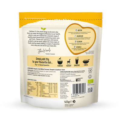 Graines de lin, de tournesol et de citrouille biologiques moulues Linwoods 425g