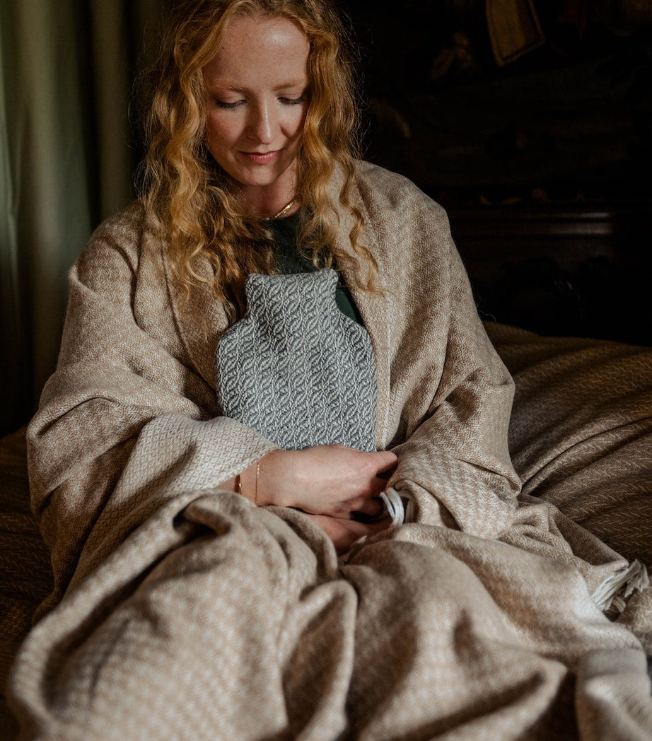 Araminta Campbell small alpaca-blend hot water bottle 30x20cm - British product