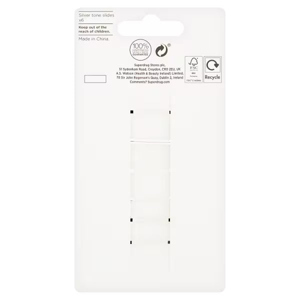Superdrug Studio silver hair slides pack of 6 (British brand)