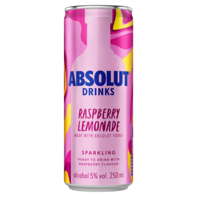 Absolut raspberry lemonade pre-mixed vodka drink 250ml - British product
