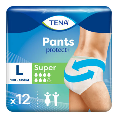 Tena Protect+ Super Incontinence Pants Large 12 Pack (British brand)