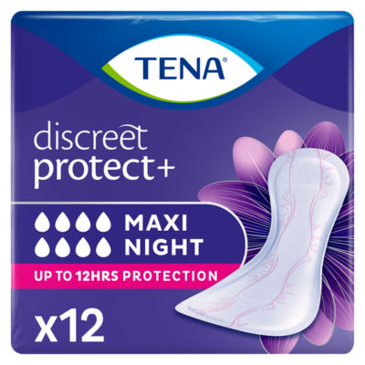 Tena Discreet Maxi Night Duo incontinence pads 12 pack (British brand)