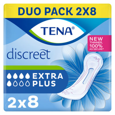 Tena Incontinence Pads Discreet Extra Plus 16 Pack (British brand)
