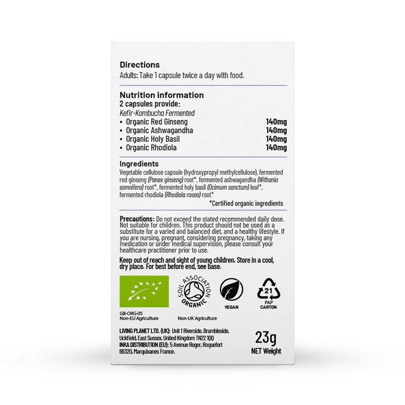Living Nutrition Organic Fermented True Adaptogens 60 Capsules