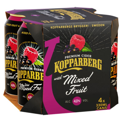 Kopparberg mixed fruit cider 4 x 330ml cans, UK version
