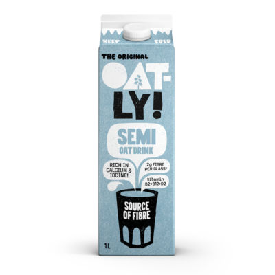 Oatly Original Oat Drink Semi 1L, imported from the UK