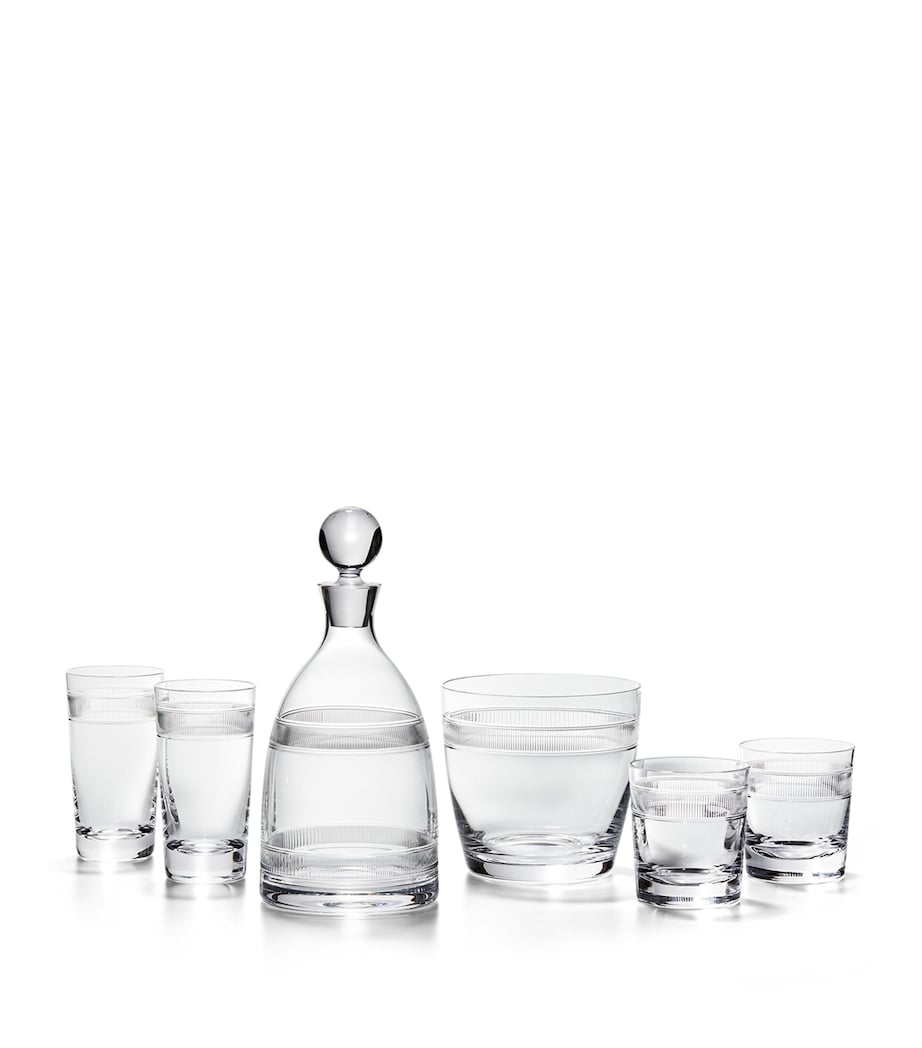 Ralph Lauren Langley crystal ice bucket with etched design, imported from the UK
