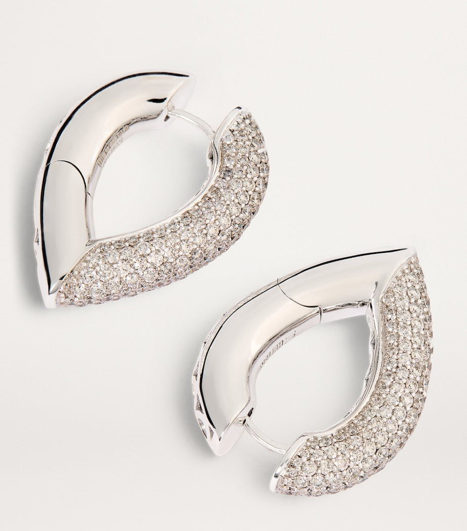 Engelbert Big White Gold and Diamond Drop Link Earrings
