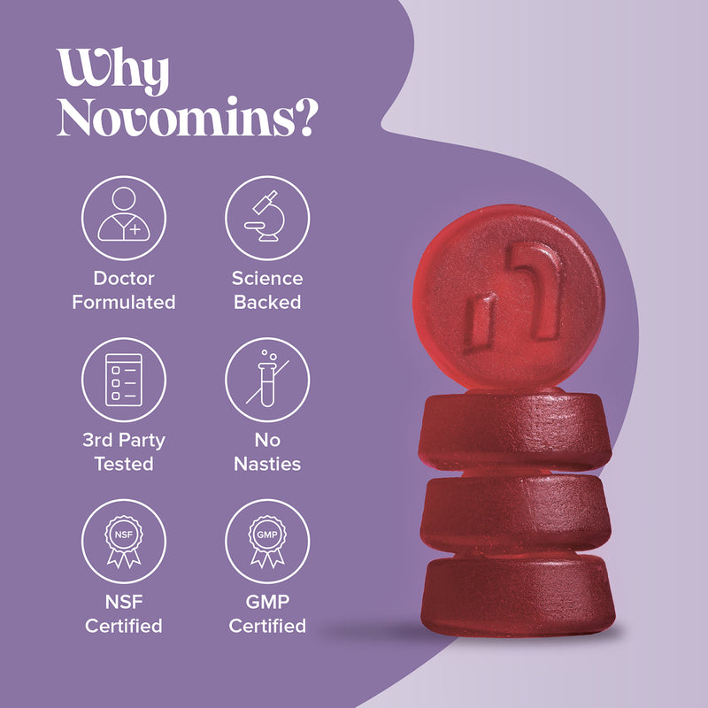 Novomins Magnesium gummies raspberry flavoured 60 pack (British brand)