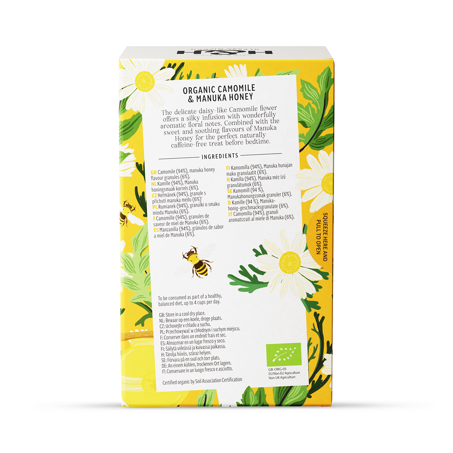 Heath & Heather Organic Camomile Manuka Honey tea bags 20, UK version