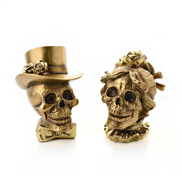 Gold Skull Resin Figurine Hocus Pocus Theme, UK version