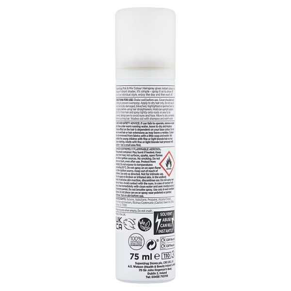 Superdrug Pick & Mix Hairspray White 75ml (British brand)