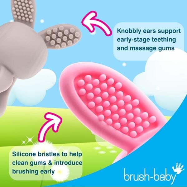 Brush Baby Bobbie Bunny Teether Eucalyptus Green - British product