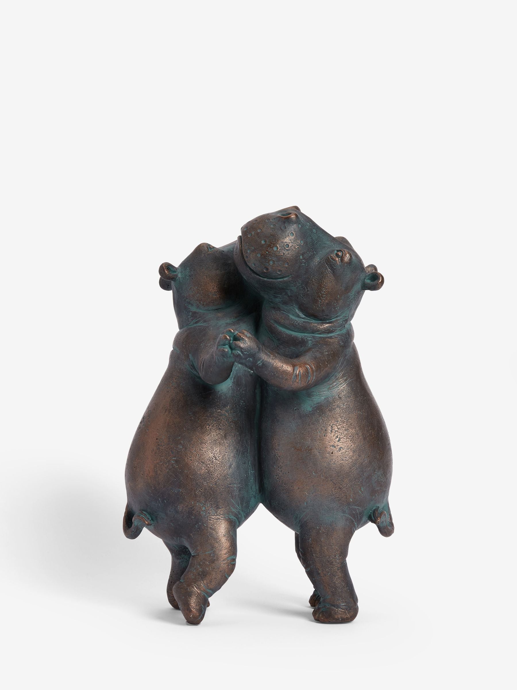 Hattie and Henry dancing hippos bronze ornament 33.5cm - British product