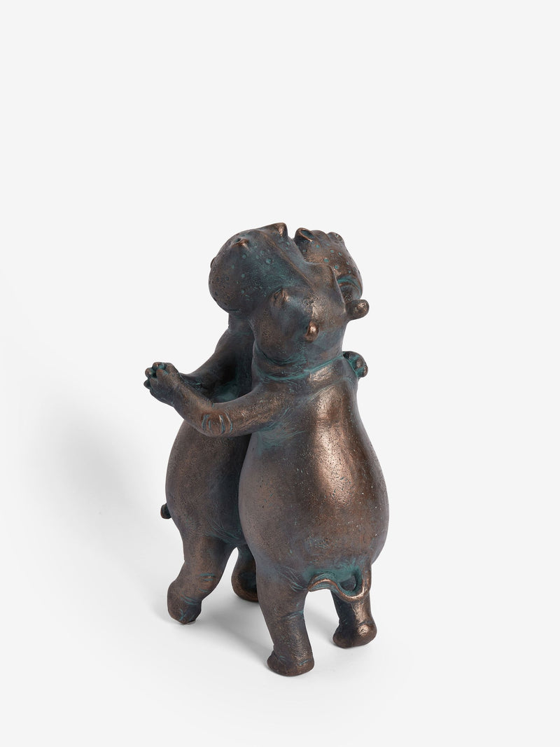 Hattie and Henry dancing hippos bronze ornament 33.5cm - British product