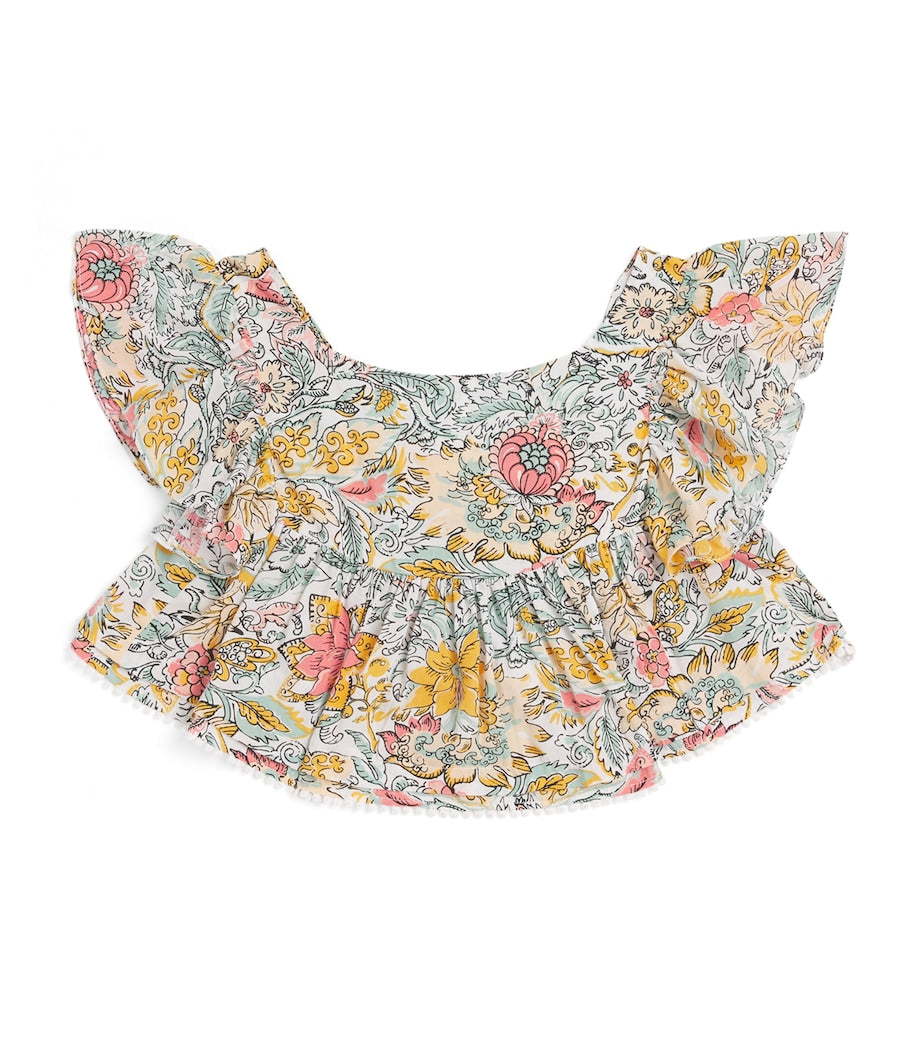 Poupette St Barth kids frilled printed cycas top (4-12 years), imported from the UK