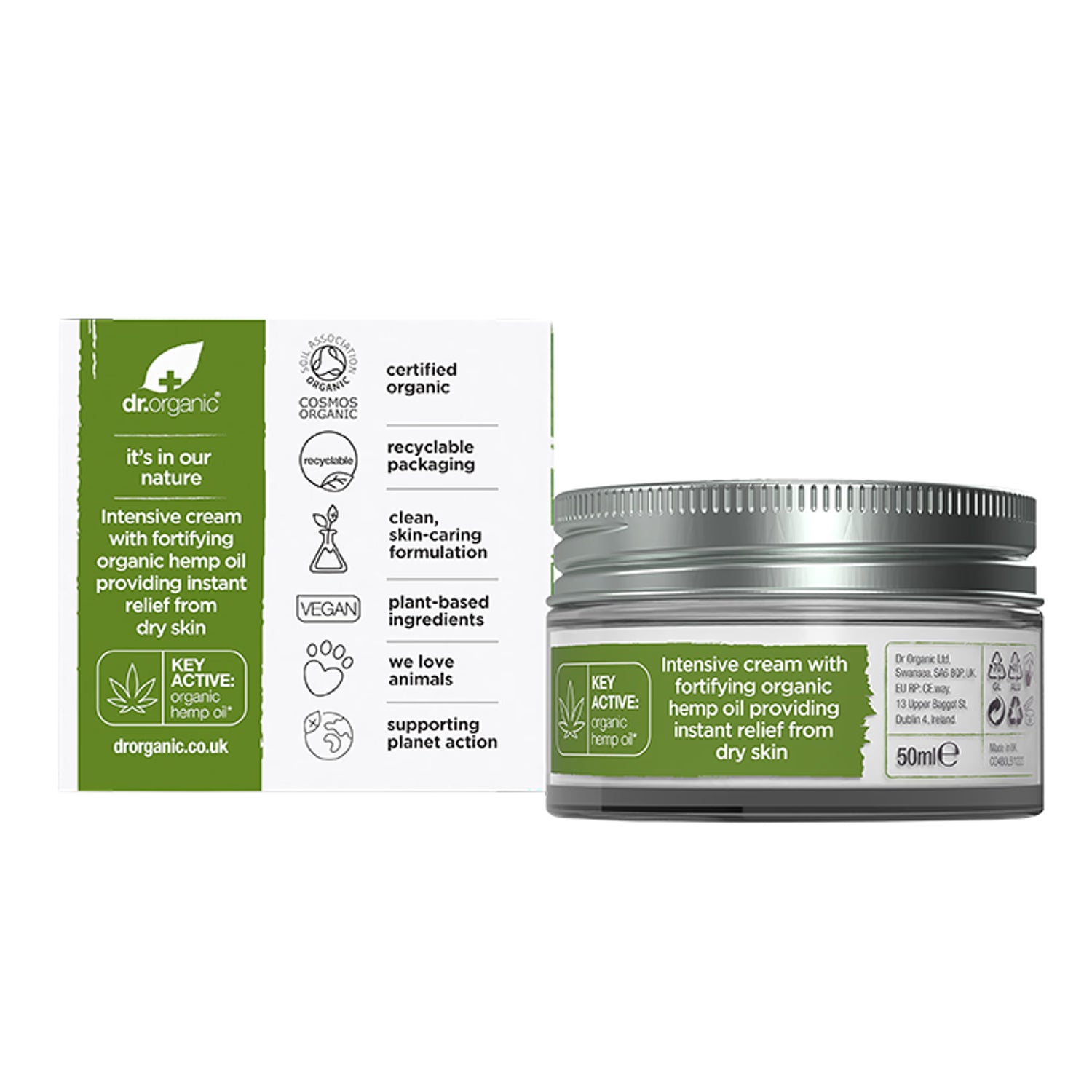 Dr Organic Hemp Oil Rescue Cream 50ml - British product