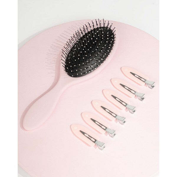 Brushworks Luxury Hair Styling Set Pink Clips With Brush - British product