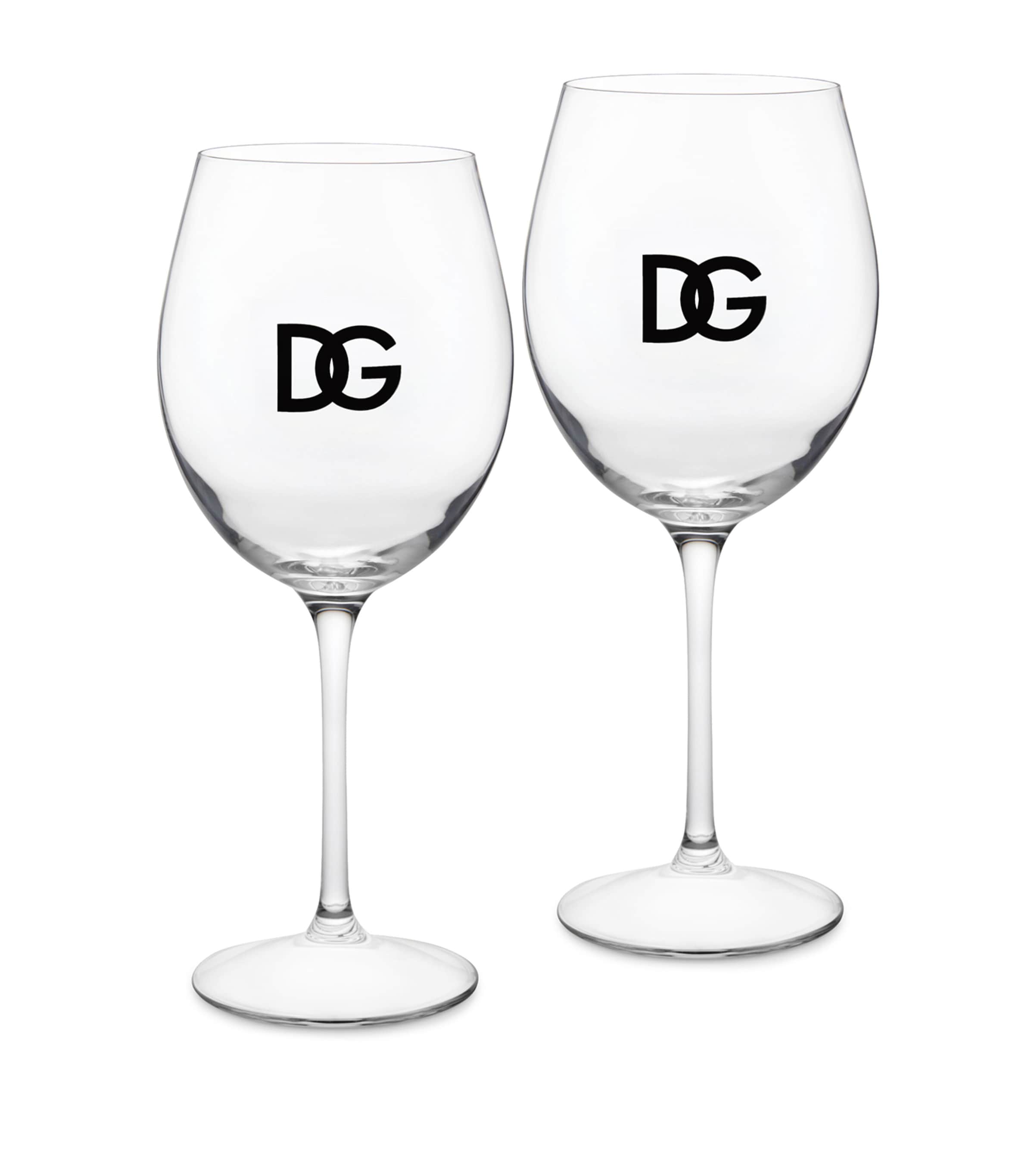 Dolce&Gabbana Casa set of two DG Millennials logo wine glasses - British product