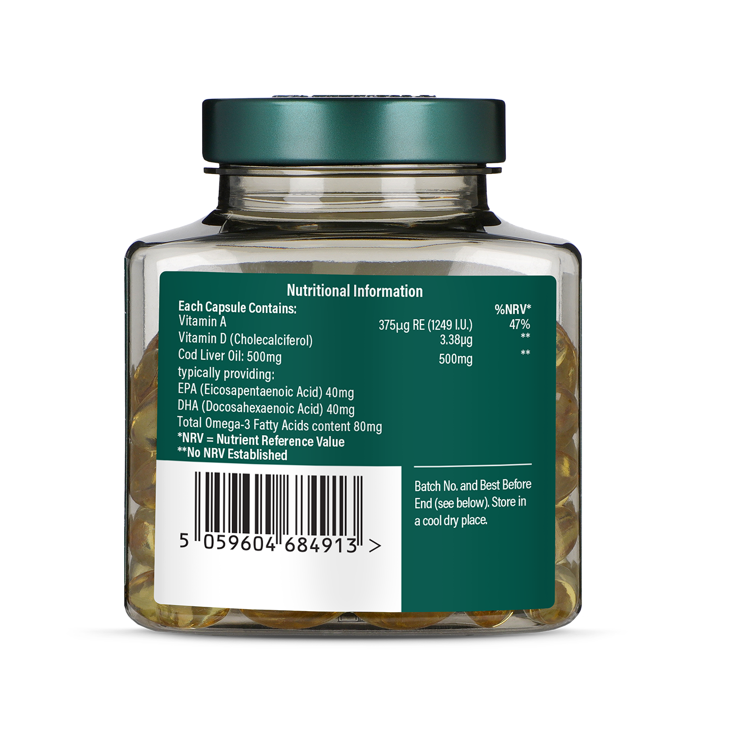 Holland & Barrett Pure Cod Liver Oil 500mg 120 Capsules - 999049