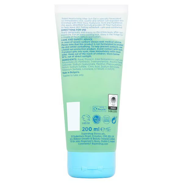 Solait Moisturising After Sun Gel 200ml (British brand)