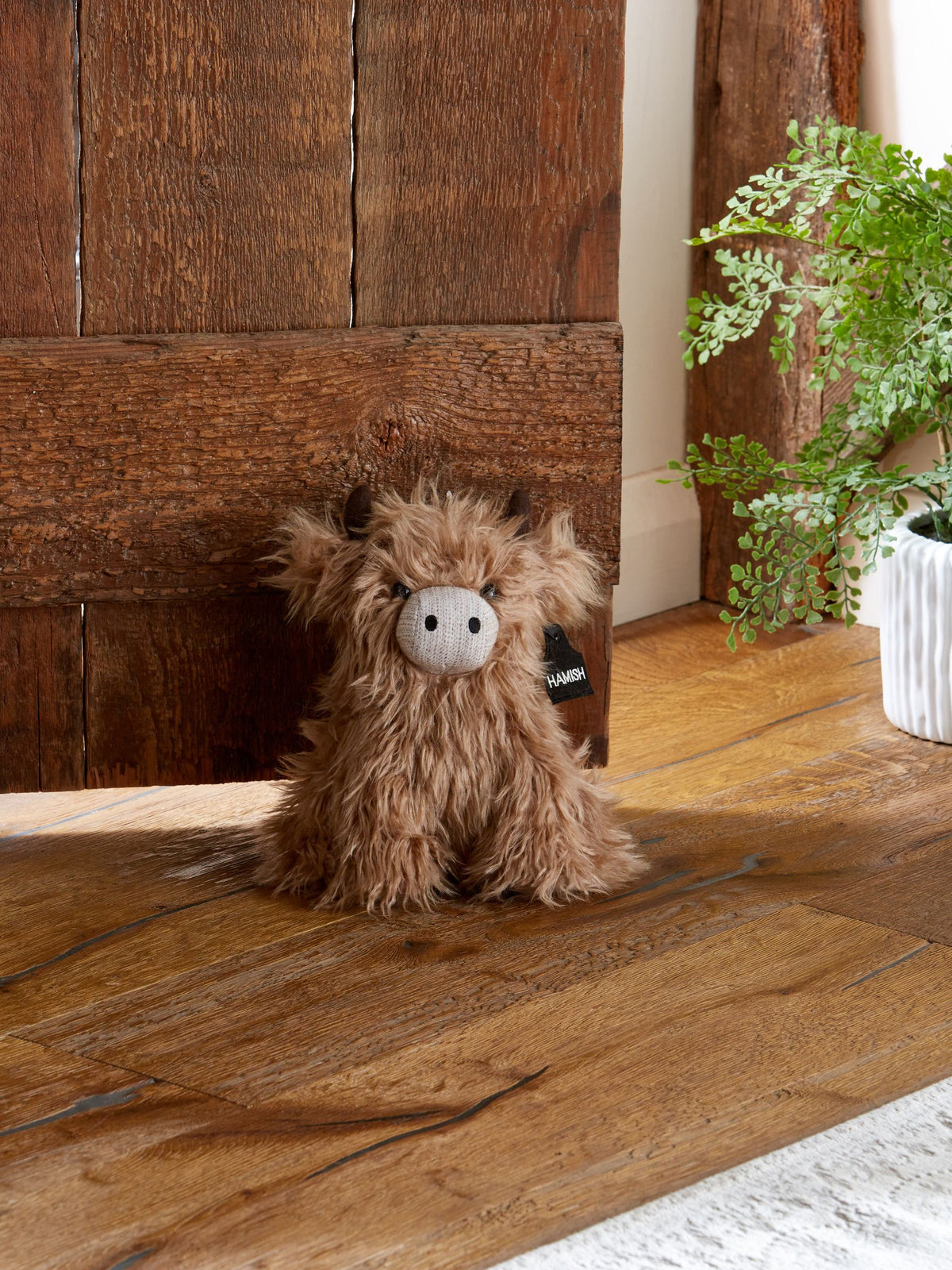 Brown Hamish Highland Cow soft toy doorstop 26cm height - British product