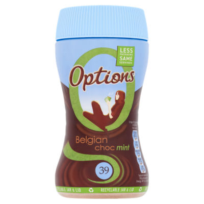 Options instant Belgian hot chocolate mint drink 220g, imported from the UK