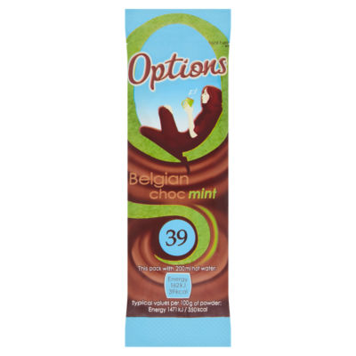 Options mint hot chocolate sachet 11g, imported from the UK
