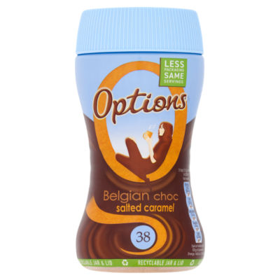 Options salted caramel hot chocolate drink 220g, imported from the UK