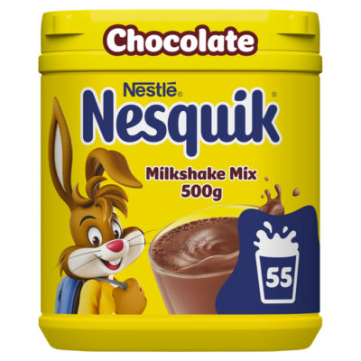 Nesquik chocolate milkshake powder 500g tub, imported from the UK