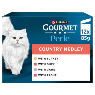 Gourmet Perle wet cat food country medley flavours 12x85g, UK version