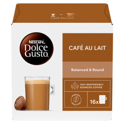 Nescafe Café Au Lait coffee pods x16, imported from the UK