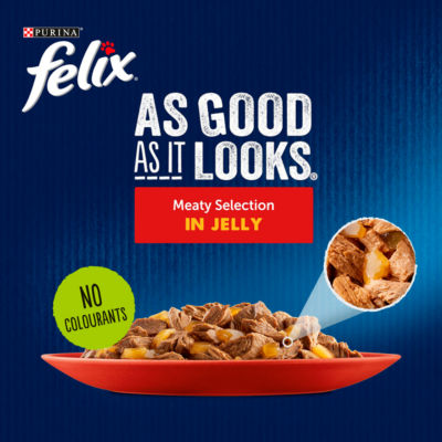 Felix wet cat food selection ham jelly 12x85g - British product