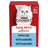 Gourmet Mon Petit wet cat food fish variety cod, sardine, salmon 6x50g, UK version