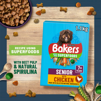 Bakers Senior Dry Dog Food Chicken with Vegetables 1.1kg - British product