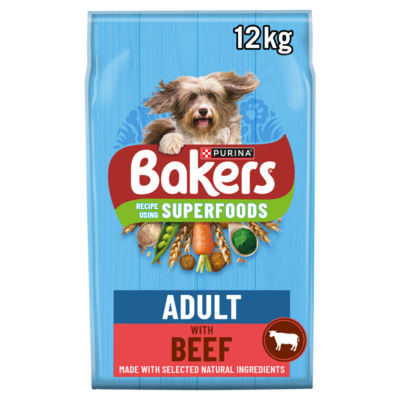Bakers Superfoods beef with vegetables dry dog food 12kg - British product